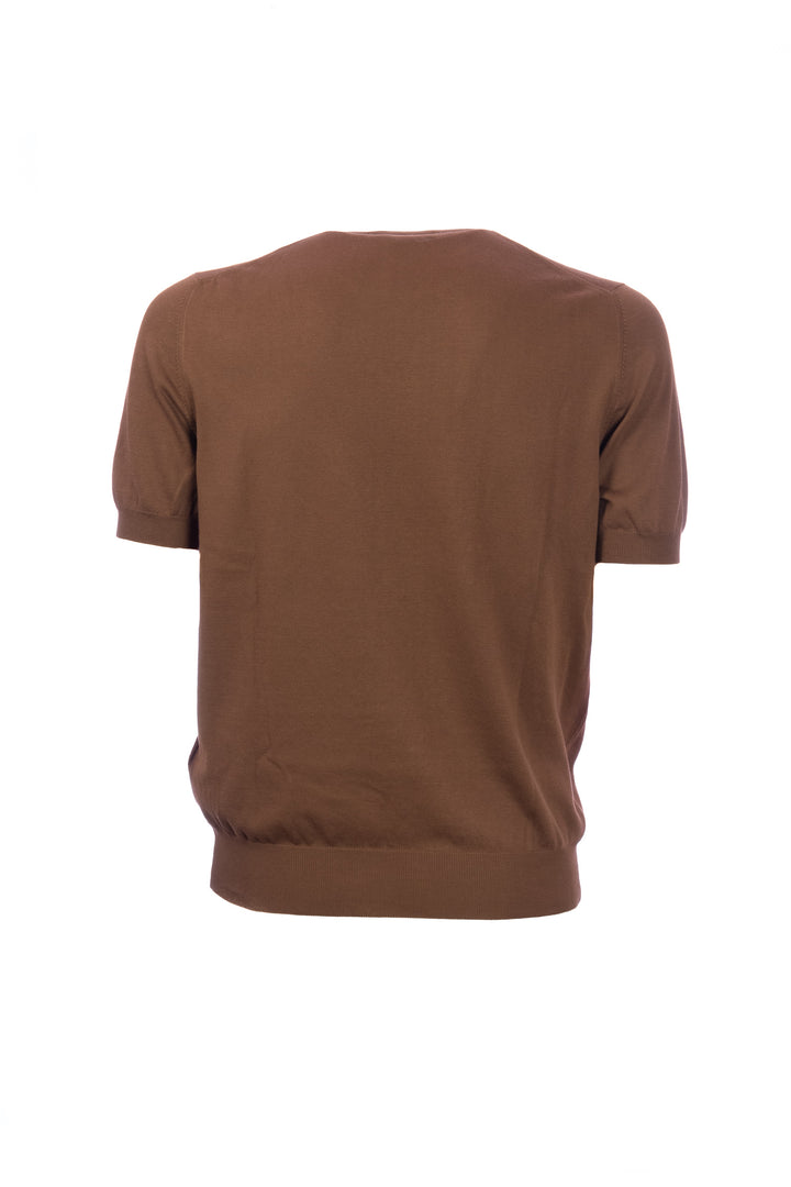GRAN SASSO T-shirt vintage marrone in maglia fresh cotton - Mancinelli 1954