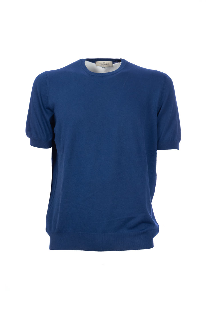 GRAN SASSO T-shirt vintage blu in maglia fresh cotton - Mancinelli 1954