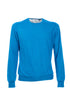 Light blue crew-neck sweater in merino wool and silk blend