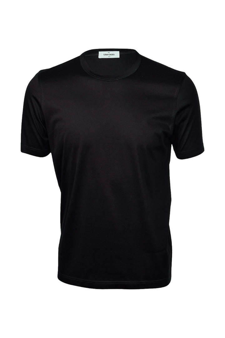 GRAN SASSO T-shirt nera in cotone filo di scozia - Mancinelli 1954