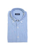 Camicia button down a righe bianche e blu in cotone