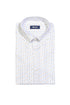 White button-down shirt in cotton with blue and biscuit micro-pattern