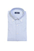 Light blue button-down shirt in cotton with geometric micro-pattern