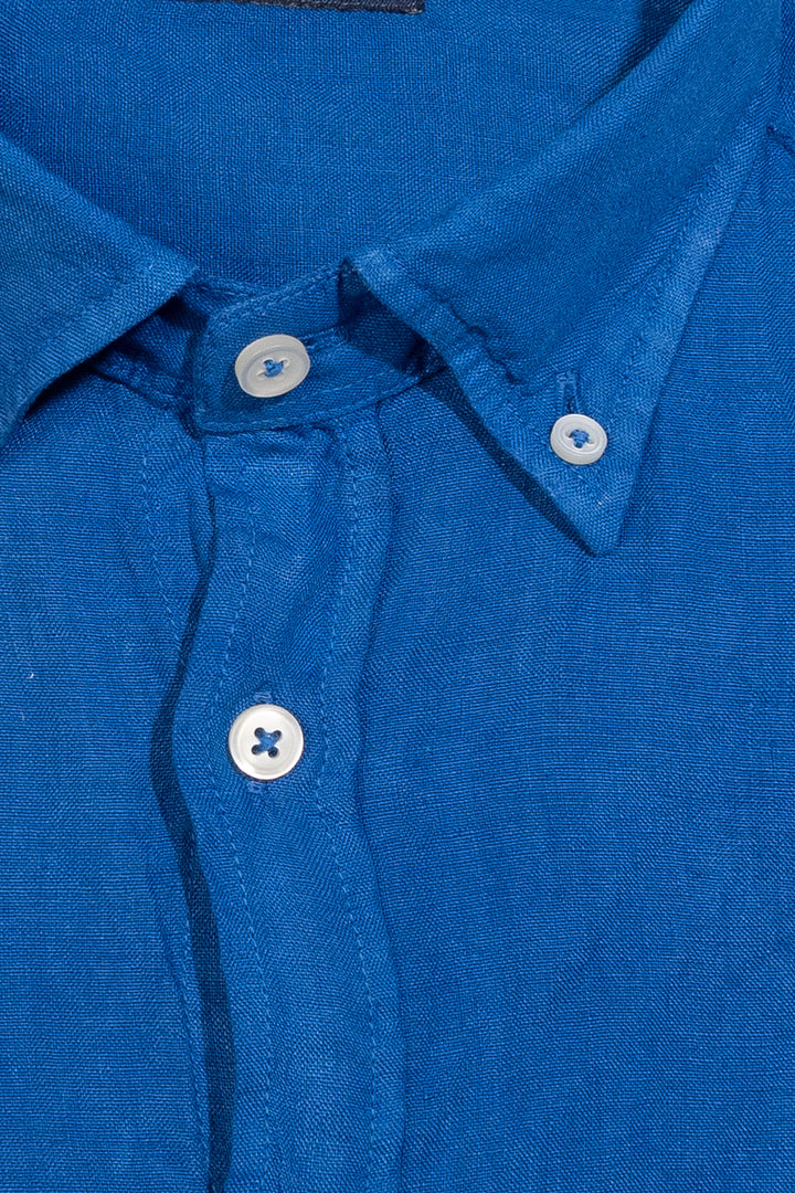 HDP Camicia button down blu in lino - Mancinelli 1954