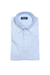 Light blue slim button-down shirt in cotton with micro-checks