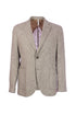 Beige two-button jacket in linen and cotton blend