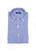 Camicia button down blu in lino con micro-quadri