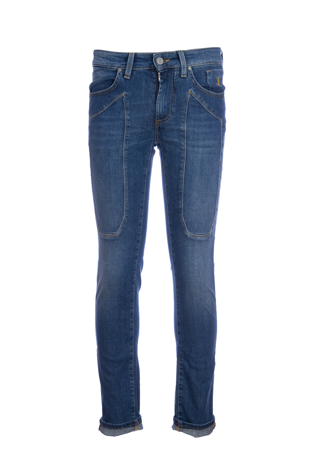 JECKERSON Jeans cinque tasche in denim stretch lavaggio medio con toppe - Mancinelli 1954