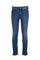 Five-pocket jeans in medium wash stretch denim with patches