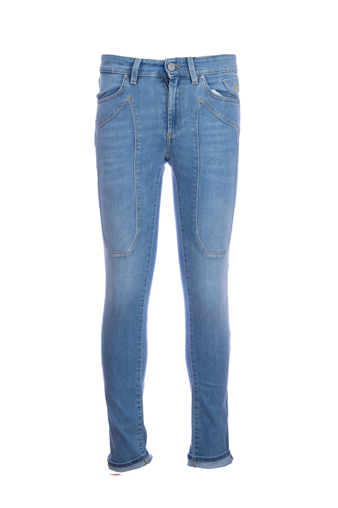 JECKERSON Jeans cinque tasche in denim stretch lavaggio chiaro con toppe  JKUPA077 KI001