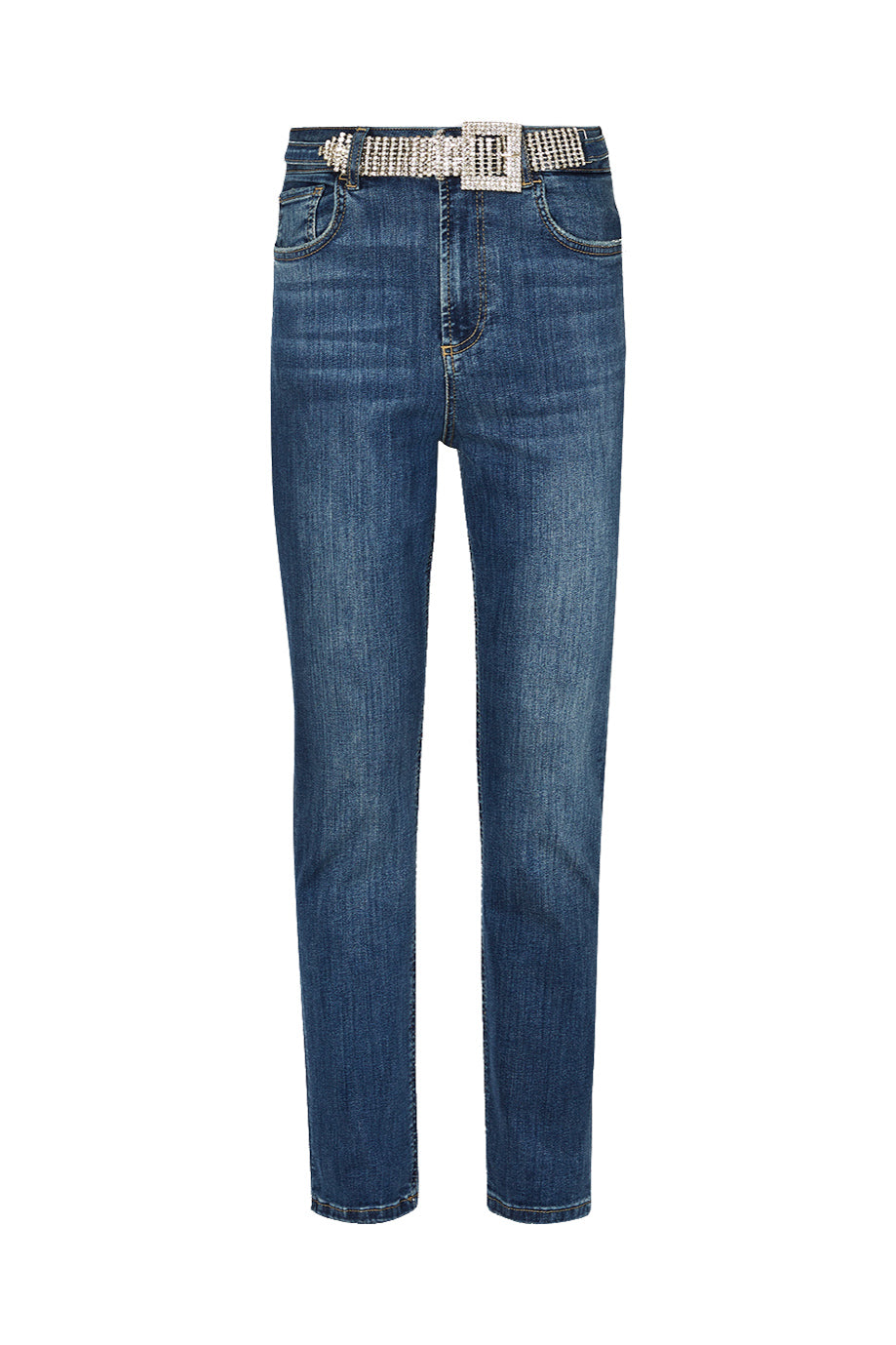 LIU JO Jeans cropped vita alta Bottom Up in denim scuro con cintura - Mancinelli 1954