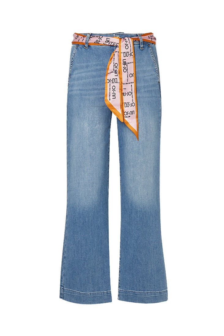 LIU JO Jeans flare in denim stretch blu used con foulard - Mancinelli 1954