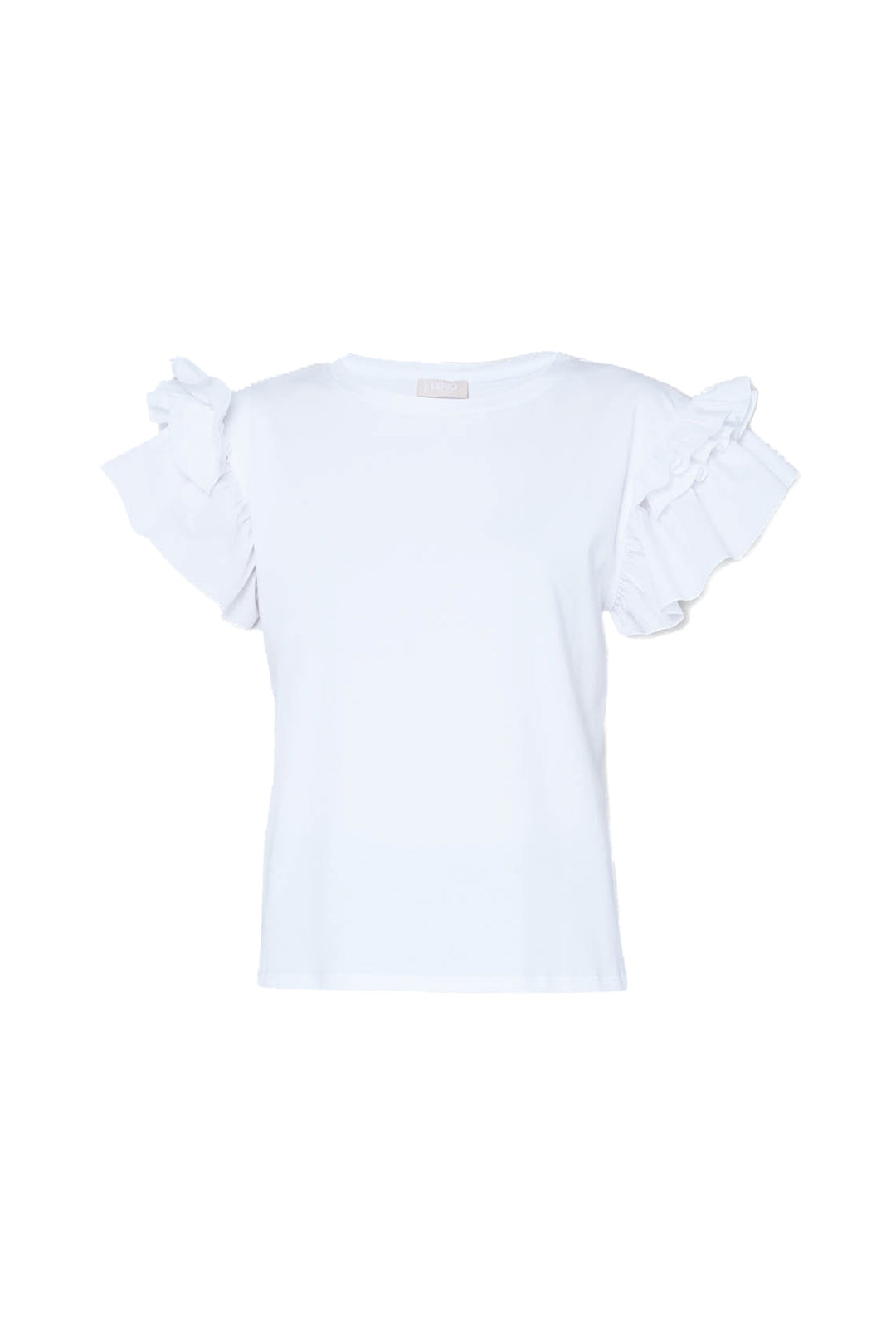 LIU JO T-shirt bianca in cotone con rouches - Mancinelli 1954