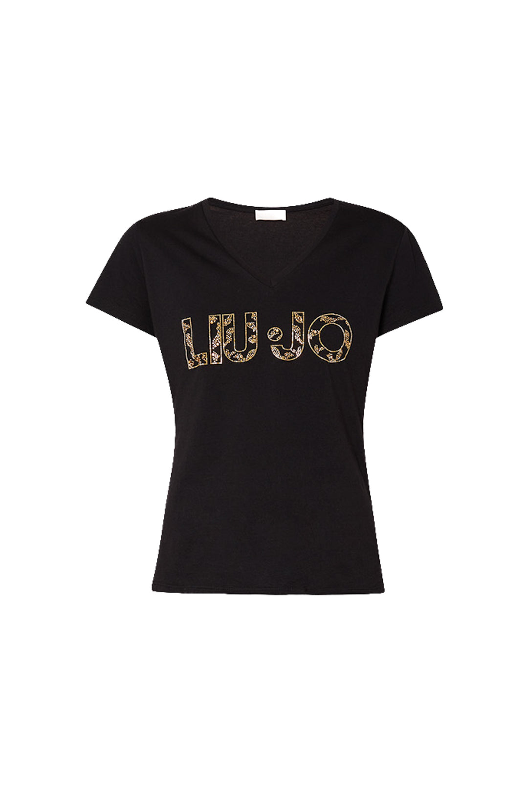 LIU JO T-shirt nera ecosostenibile in cotone con logo - Mancinelli 1954