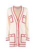 Cream “CRAZY” cardigan with red contrasting details