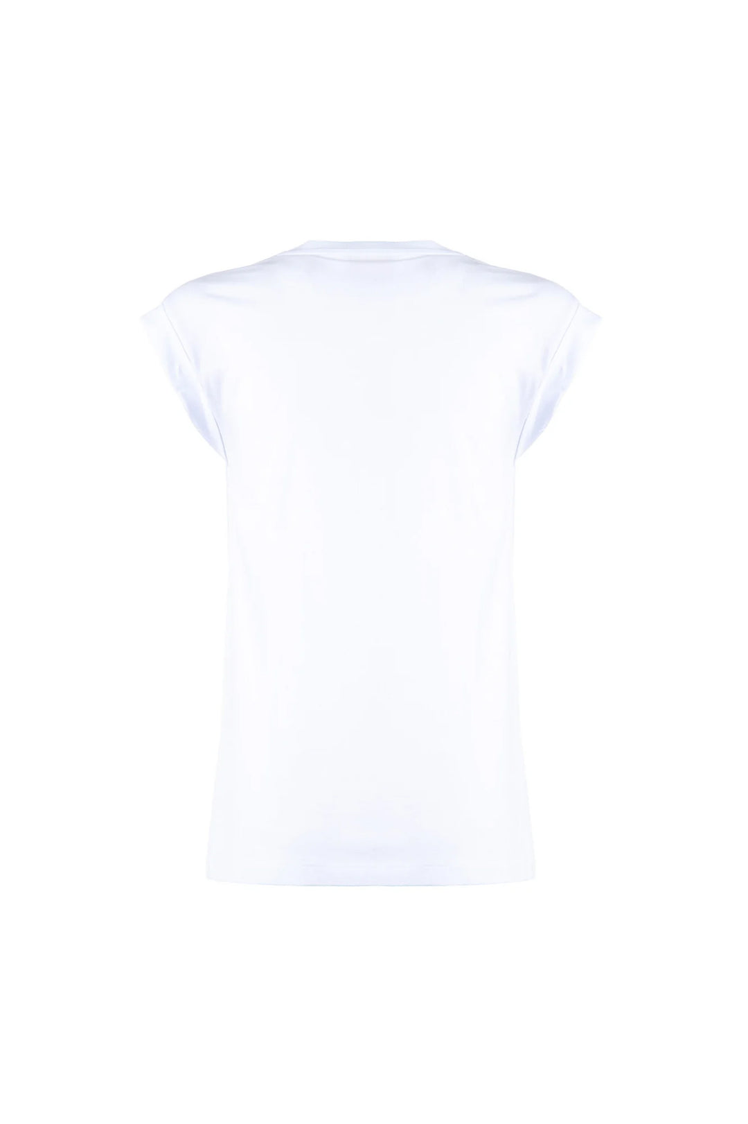 NENETTE T-shirt “DOSON” bianca in cotone con maniche risvoltate e con stampa mehari - Mancinelli 1954