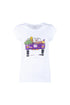 White “DOSON” t-shirt in cotton with turned-up sleeves and mehari print