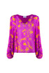 Amethyst and gold “FANET” blouse in georgette with flower print