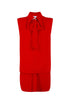 Blusa over “FEROCE” rossa con colletto e fiocco