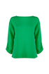 Green “MABON” ribbed sweater with boat neckline