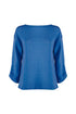 Blue “MABON” ribbed sweater with boat neckline