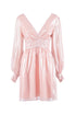Powder pink “ALICIA” short dress in laminated chiffon
