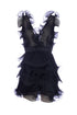 Short black “ANGEL” dress with pleated flounces
