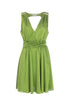 Kiwi green “ANTIGUE” short dress in shiny jersey
