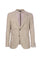 Two-button beige patterned jacket unlined in cotton and virgin wool blend