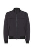 Smooth graphite blue bomber jacket in stretch fabric with contrasting details