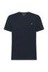 Graphite blue cotton T-shirt with logo embroidered on the chest