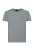 T-shirt grigio cenere in cotone con logo ricamato sul petto