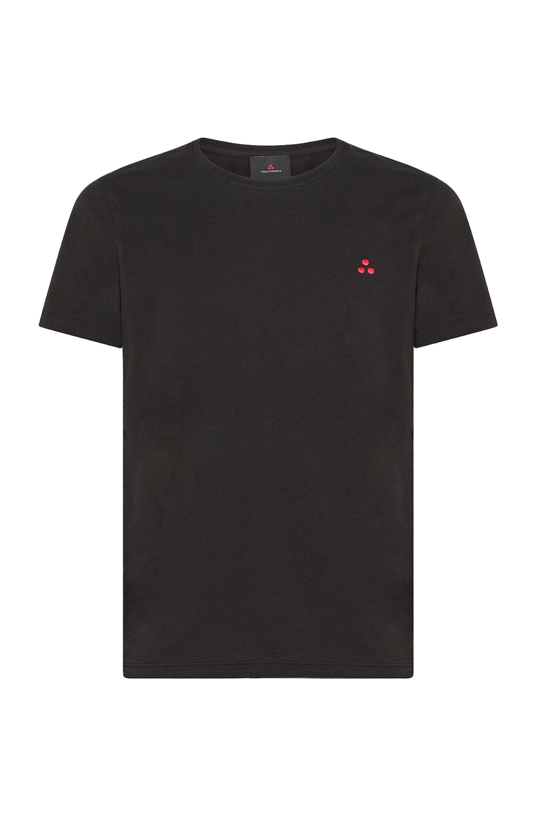 PEUTEREY T-shirt nera in cotone con logo ricamato sul petto - Mancinelli 1954