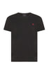 T-shirt nera in cotone con logo ricamato sul petto
