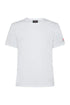 White cotton T-shirt with logo on the sleeve