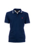 Navy blue polo shirt in stretch cotton with contrasting collar and sleeves