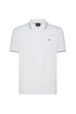 White polo shirt in stretch cotton with contrasting collar and sleeves