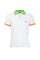 White polo shirt in stretch cotton with multicolor collar and sleeves
