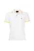 White polo shirt in stretch cotton with contrasting collar and sleeves