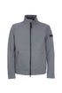 Smooth dark gray waterproof bomber jacket in technical stretch fabric
