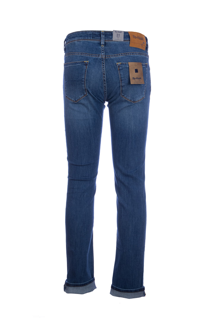 RE-HASH Jeans 5 tasche “RUBENS-Z” in denim stretch lavaggio medio - Mancinelli 1954