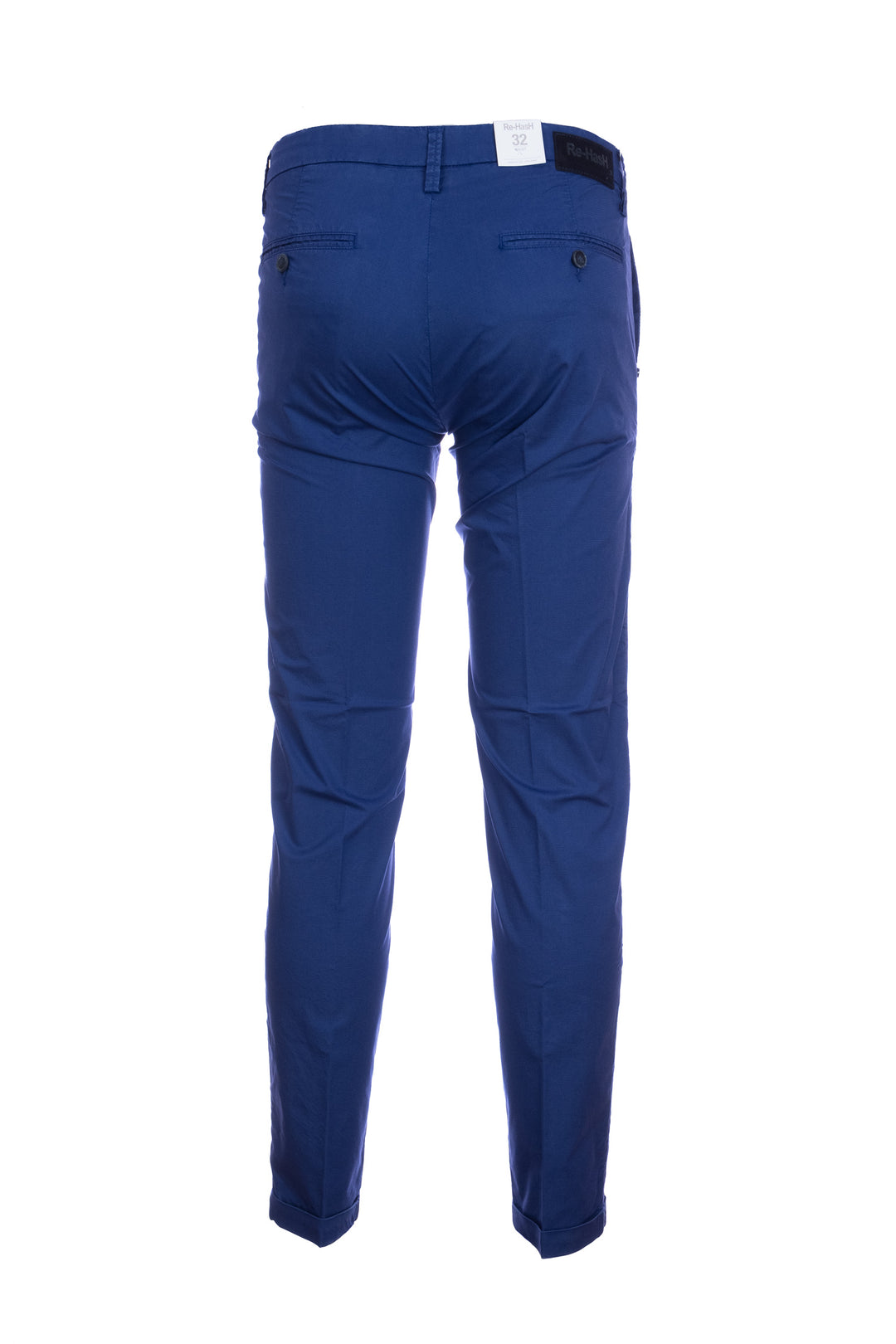 RE-HASH Pantalone chinos “MUCHA10” blu royal in cotone tencel con risvolto - Mancinelli 1954