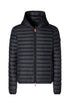 DUFFY black down jacket in nylon with hood