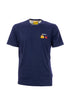Navy blue cotton T-shirt with Pac-Man print on the chest and back