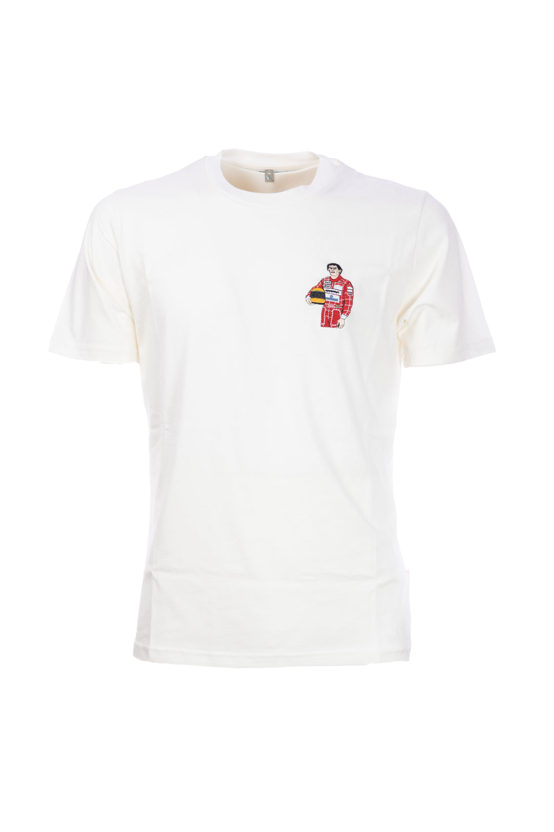 TEMATICO T-shirt panna in cotone con ricamo Senna sul petto - Mancinelli 1954