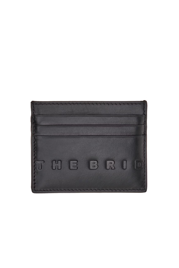THE BRIDGE Porta carte di credito in pelle nera con logo - Mancinelli 1954