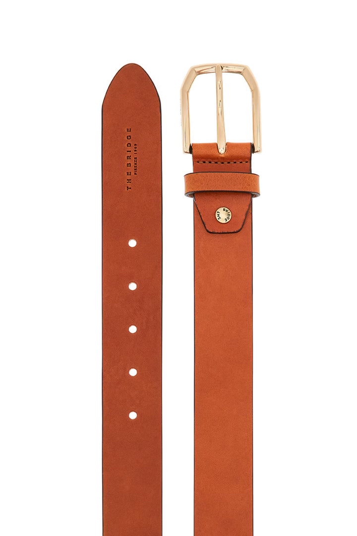 THE BRIDGE Cintura in pelle marrone con fibbia color oro - Mancinelli 1954