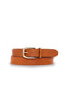 Brown leather belt with gold-tone buckle