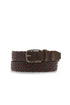 Woven brown and blue leather belt