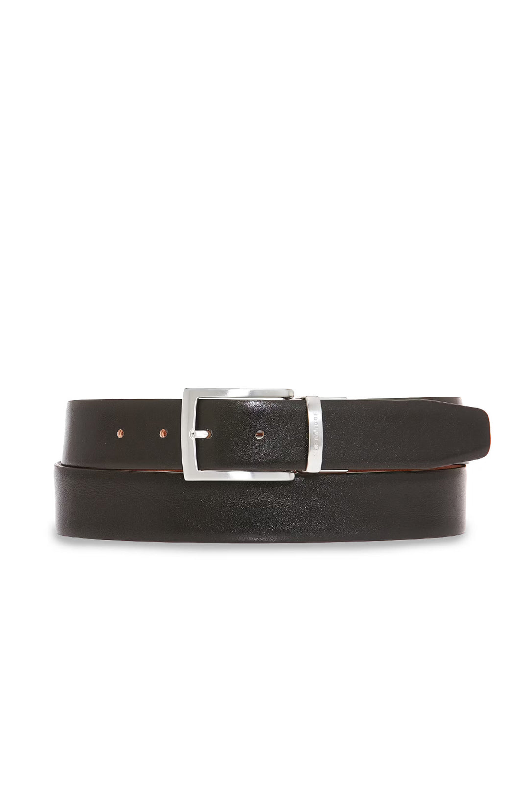 THE BRIDGE Cintura reversibile in pelle marrone e nera con fibbia color argento - Mancinelli 1954